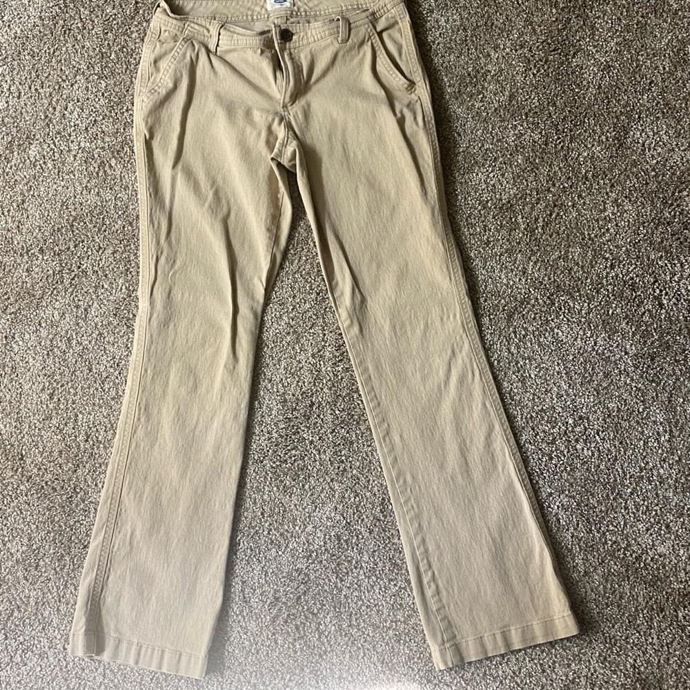 Khaki Straight-Leg Pants